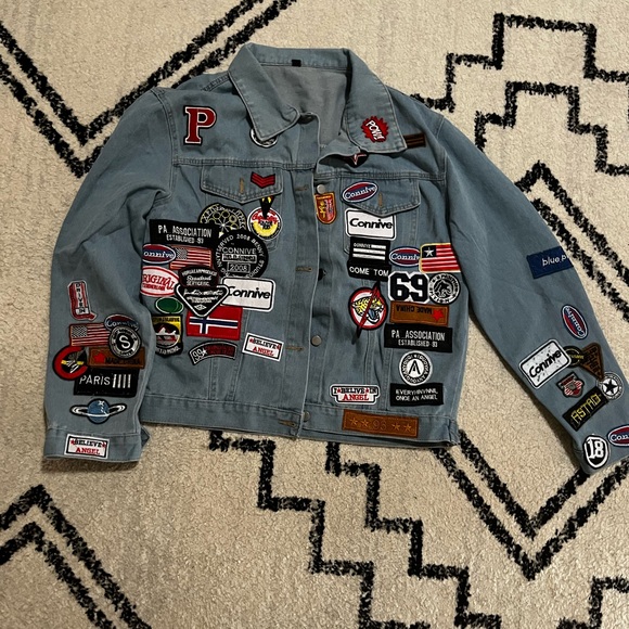 Connie Jackets & Blazers - Connie Blue Jacket with Colorful Patches